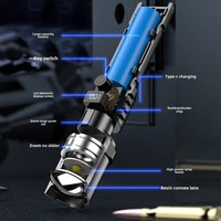 Howlighting voiture extérieure longue portée puissante torche ABS affichage numérique Zoomable Portable LED lampe de poche rechargeable