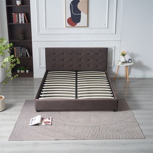 <span class=keywords><strong>Lit</strong></span> moderne de luxe en tissu capitonné avec rangement, taille Queen/King, durable, capitonné à boutons, mobilier doux, cadre en bois - Product Image 5