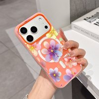 Coque de téléphone rétro à motifs floraux variés pour iPhone 17 Air 16 15 Plus 14 13 Pro Max, magnétique 2-en-1 antichoc en gelée, protection renforcée