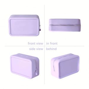 Sac de rangement pour maquillage en silicone écologique, tendance mode, résistant à l'eau, avec fermeture éclair, vente chaude - Product Image 3