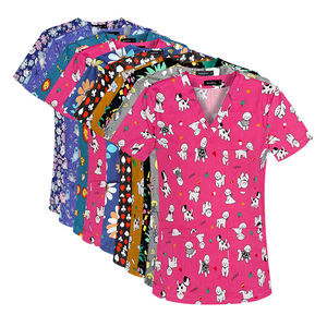 Soleil Fleur 100% Coton Bleu Couleur Soins Infirmiers Chirurgicaux Hôpital Scrubs Uniformes Ensembles XL Logo Personnalisé Médical Imprimé Scrubs Top - Product Image 3