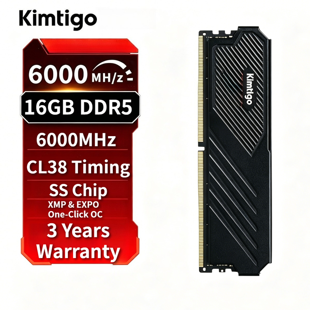 Kimtigo DDR5 XPG ECC Desktop Memory RAM 16GB 6000MHz Hynix HeatSink CL38 HighSpeed for Intel/AMD