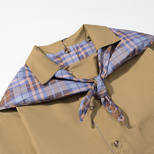 Veste décontractée à manches longues à simple boutonnage de couleur kaki avec col rabattu <span class=keywords><strong>pour</strong></span> femmes - Product Image 3