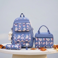 Nouveau Sac à Dos Fille 2026 Tendance Léger Respirant en Nylon, Motif Animalier Dessin Animé Mignon, Ensemble Trois Pièces Grande Capacité Courbé