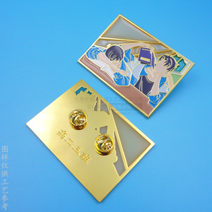 Customized Rectangle Zinc Alloy School Badge Gold Electroplated Hollow Transparent Lacquer <b>Name</b> <b>Tag</b> With Butterfly Buckle - Product Image 2