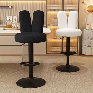 Nordique moderne velours lapin oreille comptoir <span class=keywords><strong>tabouret</strong></span> hauteur réglable pivotant chaise de Bar Base robuste salon maison Bar cuisine bureau - Product Image 1