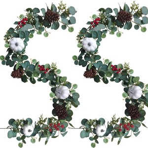 Guirlande de Noël artificielle Zongwang 200 cm+ en eucalyptus et cônes de pin pour la décoration de la maison et des mariages - Product Image 1