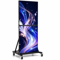 Layar LED Poster Lipat HDR10 P1.53 GOB Tahan Air, Video Wall LED Mobile dengan 4 Roda untuk Panggung Gereja, Toko Retail