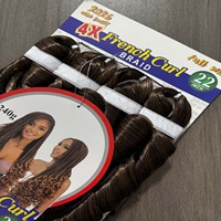 Extensions de cheveux synthétiques bouclés à la française, lots de mèches ondulées, tissage lâche, 22 pouces, 4 pièces/paquet, cheveux à tresser bouclés à la française