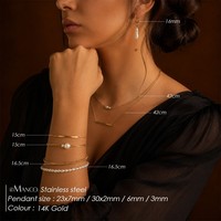 EMANCO Ensemble d'accessoires empilables en acier inoxydable style minimaliste avec accent perle, colliers chaîne cubaine, bracelets et boucles d'oreilles pendantes
