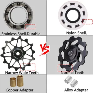 Toptan Hafif 12T 14T Alüminyum Alaşımlı Jockey Tekerlek Seramik Kasnaklı Arka Aktarıcı MTB ve Yol Bisikleti Freni için - Product Image 3