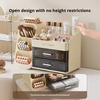 Boîte de rangement de bureau rectangulaire moderne pour cosmétiques et animaux de compagnie, 2 couches, multifonctionnelle, préservant la fraîcheur, anti-poussière, organiseur 1-3L