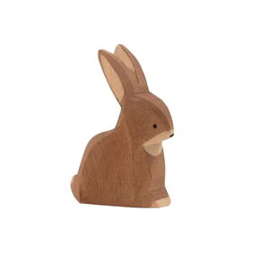 Conejo de madera Natural de Pascua para sala de estar, estante de decoración artesanal para niños pequeños, juguetes educativos para bebés - Product Image 4