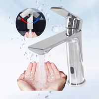 Évier en acier inoxydable 304 avec robinet à capteur à commande double et noyau en céramique, idéal pour les salles de bain d'hôtels et de maisons