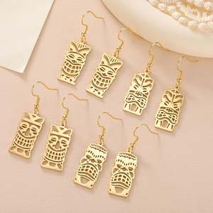 Pendientes Colgantes Retro Myshape con Tótem <span class=keywords><strong>Tiki</strong></span>, Cultura Tribal, Máscara de Pueblos Indígenas, Amuleto de Protección, Joyería de Acero Inoxidable - Product Image 2