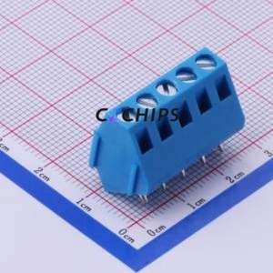 DB103-5.0-5P-BU-S Screw Terminal Block Through hole Component (THT),P=5mm Connector 1x5P 5mm Blue Through Hole - Product Image 1