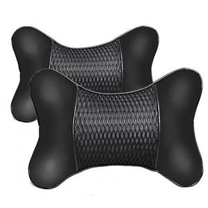 2 Piezas de Almohadas de Cuero PU Tejidas para Auto, Reposacabezas, Cojín de Apoyo para el Cuello, Accesorios para Asiento de Auto, Almohada de Seguridad Negra Universal, Decoración - Product Image 4