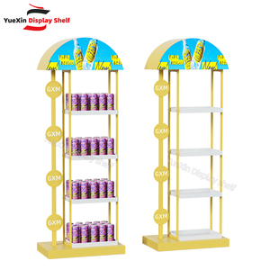 YX tùy chỉnh Kệ siêu thị cho đồ uống nhẹ nhiệm vụ ánh sáng sắt và gỗ Rack hiển thị trang sức hiển thị đứng - Product Image 1