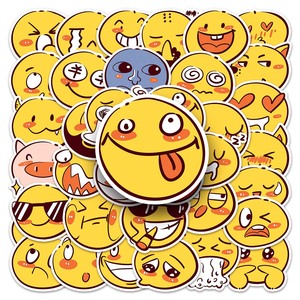Adesivos Personalizados de Carro com 50 Unidades de Rosto Sorridente Amarelo, Decalques de Vinil à Prova d'Água para Vidros de Automóveis, Espelhos e Decoração Interna - Product Image 2