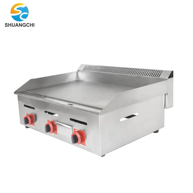 Shuangchi – Snack d'usine Commercial Restaurant professionnel cuisine industrielle comptoir antiadhésif Commercial Bbq gaz plaque chauffante