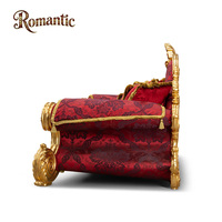 Ensemble de canapés carrés royaux classiques européens, sur mesure, en bois massif sculpté à la main, élégant, en tissu de velours rouge, long canapé pour la maison, luxe