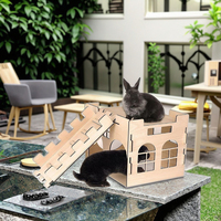 Grand Château de Lapin en Bois Robuste Rampe Habitat Intérieur pour Lapins Hamsters Cochons d'Inde Furets Lapins-Animal Promotionnel