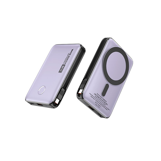 New PD22.5W Mini Built-in Cable Magnetic Type-C Wireless Charging Power Bank 10000mAh Mobile Power Customizable