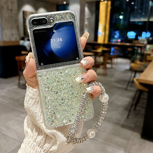 Lujo brillo Bling transparente en forma de corazón epoxi mano cuerda estilo coreano INSI funda de teléfono de mujer para Samsung Zflip 6 Fold 5 4 - Product Image 5