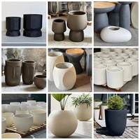 Pot de fleurs en fibre de verre de style nordique, pots ronds en fibrociment, pots en FRP pour jardin extérieur