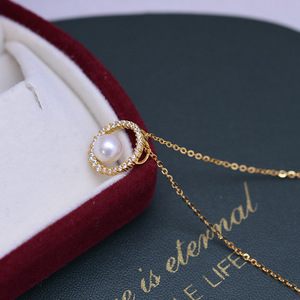 Collier pendentif en perles d'eau douce de 6 à 7 mm, blanc, lumière intense, presque sans défaut, pour femmes, argent S925, cercle, bijoux de haute qualité - Product Image 3