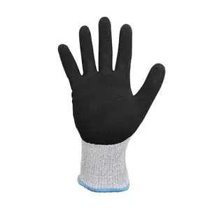 13 Gauge Cut Level ANSI A8 A9 Cut Resistant Gloves Palm With Sandy Nitrile Coated Add Steel Wire TDM F Gloves