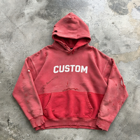 Sweat-shirt à capuche surdimensionné pour homme, personnalisé, délavé à l'acide, effet usé, en coton molletonné épais, style Hip Hop Streetwear, vente en gros