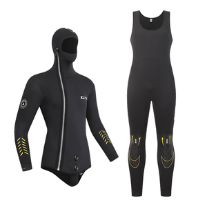 Traje de Neopreno Negro de 5mm con Capucha, Unisex, de 2 Piezas, con Cierre Frontal, Antibacteriano, para Snorkel, Buceo y Pesca - Product Image 1