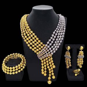 Yulaili usine <span class=keywords><strong>pas</strong></span> <span class=keywords><strong>cher</strong></span> Dernière Conception Brésilienne Plaqué Or Ensembles de Bijoux Non-Fade18k <span class=keywords><strong>Collier</strong></span> Ensemble De Mariage Cadeau De Mariée Accessoires - Product Image 3