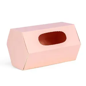 Scatole di imballaggio personalizzate ecologiche design a forma esagonale fazzoletti per il viso usa e getta tovagliolo per auto scatola di carta pieghevole piatta
