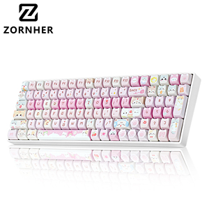 Teclado Mecánico Inalámbrico ZORNHER ZH100 Meow Meow Squad, 98% Rosa, con Teclado Numérico Cremoso, Estilo Femenino y Juvenil para Juegos - Product Image 1