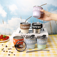Gobelets de voyage miniatures en acier inoxydable colorés portables durables pour boutique de cigarettes cadeau bière jus café avec couvercles pailles