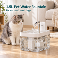 Fontaine à eau automatique pour animaux de compagnie de 1,5 L avec capteur et filtre circulant pour chats et petits chiens