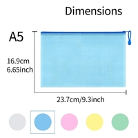 Dossier de fichiers en maille PVC taille A4 sac de documents étanche transparent pour l'école, le bureau, l'organisation des papiers (paquet de 5, multicolore)