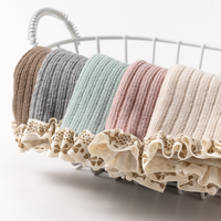 Nouvelles chaussettes pour bébé fille 2026 en coton côtelé avec dentelle et volants, antidérapantes avec semelle en silicone, mi-mollet, mode pour nourrissons et tout-petits