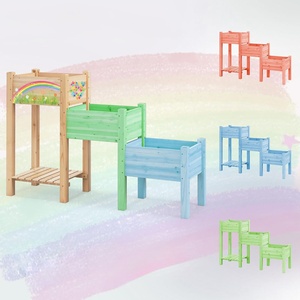 Ensemble de 3 jardinières surélevées en bois avec étagère de rangement pour légumes et fleurs - Product Image 4