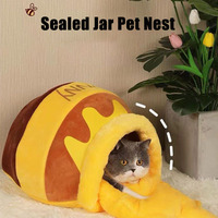 PiCiPaw-Lit pour chat mignon, en forme de pot de miel, lit chaud en peluche pour chat, automne hiver