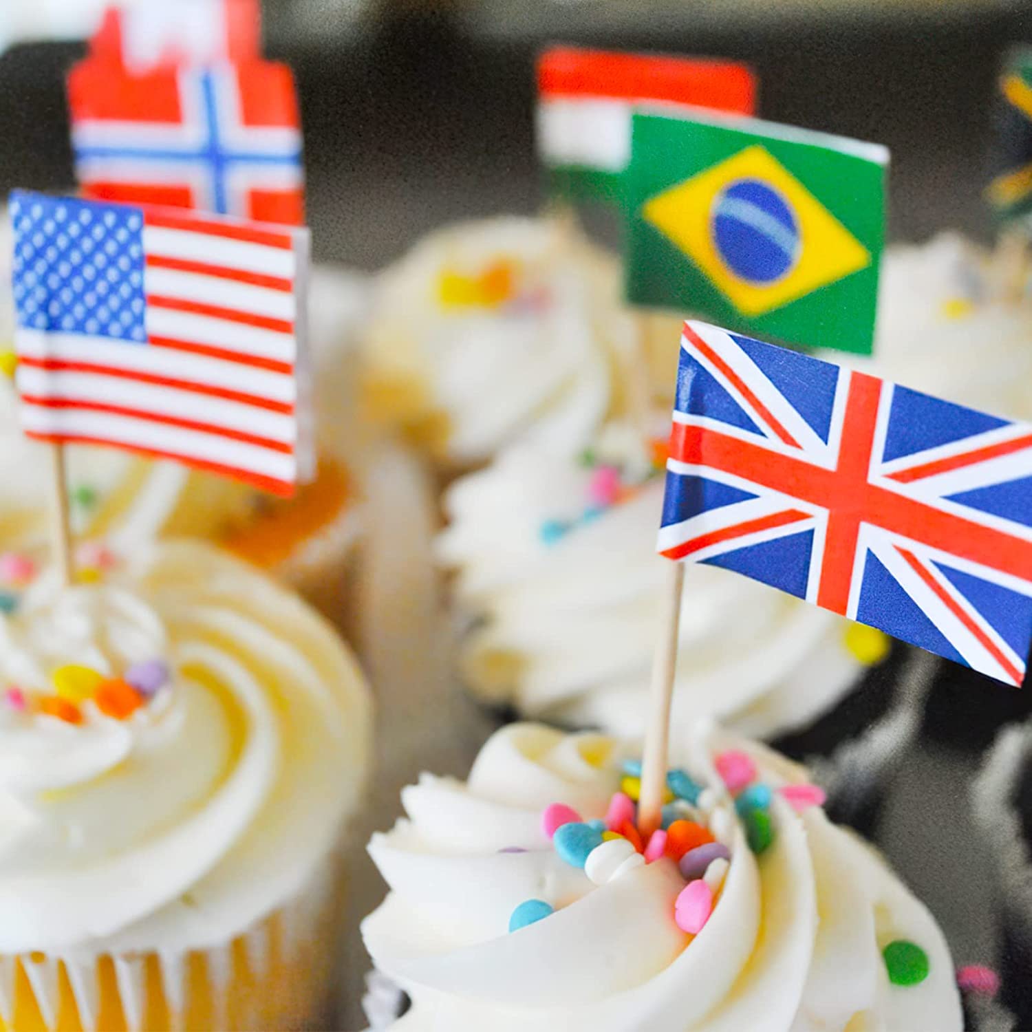 LUSEOAN Stuzzicadenti Con Bandiera Della Guyana - 100 Pezzi - Mini Bandierine Per Cocktail, Frutta, Cupcake E Decorazioni Cibo - 6,5 Cm