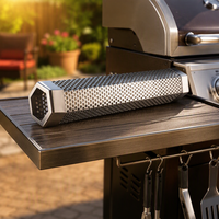 Boîte à fumée en acier inoxydable pour copeaux de bois, accessoire de barbecue robuste, générateur de fumée pour viande au gaz ou au charbon de bois