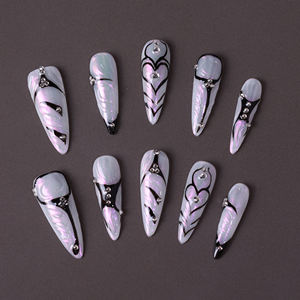 Precio de Fábrica al por Mayor: Uñas Acrílicas 3D de Alta Calidad, Diseño Francés, Cobertura Completa, Forma Ataúd/Cuadrada, Pre-diseñadas, en Caja Original - Product Image 3