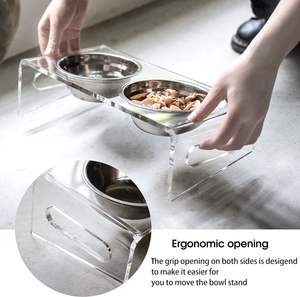 Köpek veya küçük köpek <span class=keywords><strong>Pet</strong></span> besleme gıda için çanaklar tabak takımı kedi kaseler dayanıklı akrilik standı - Product Image 5