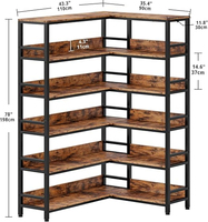 Estantería Esquinera Industrial de 6 Niveles en Forma de L, Librería Alta con Separadores y Estructura Metálica para Decoración de Oficina en Casa, Venta al por Mayor