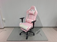 Chaise de Gamer Grande et Haute avec Support Lombaire, Chaise de Jeu Rose Luxe Réglable 3D avec Repose-Pieds