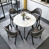 Petit ensemble de table à manger ronde en MDF avec plateau en bois et base en métal, fabricant, prix de gros, service OEM