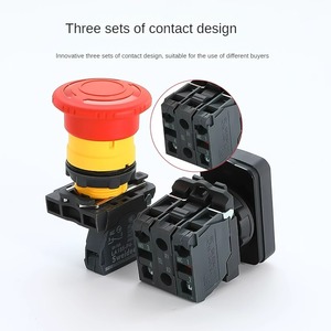 Interruptores de botón pulsador eléctricos de plástico XB4 de 22 mm con luz LED, interruptor de parada de emergencia tipo hongo rojo - Product Image 5